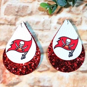 Tampa Bay football faux leather earrings